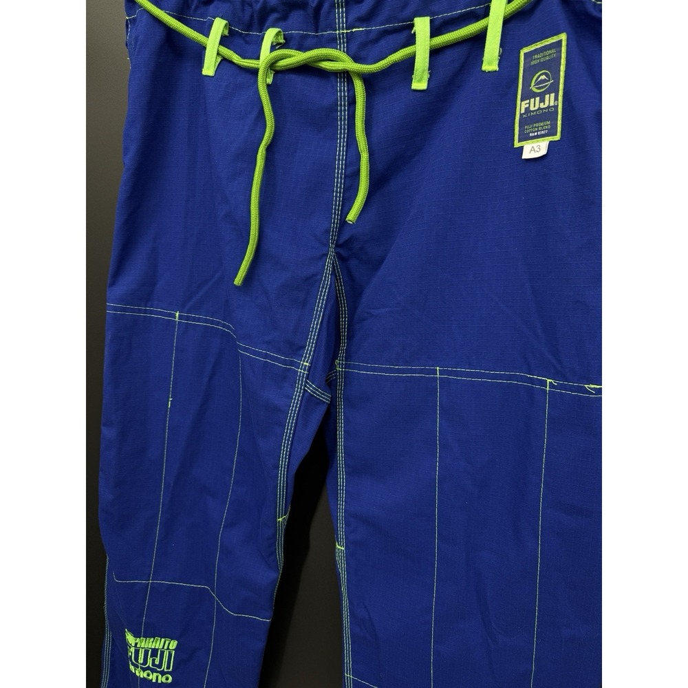 FUJI Suparaito BJJ Gi Pants A3 Blue Ripstop Jiu-Jitsu Unisex 43x29 Drawstring - Picture 10 of 11